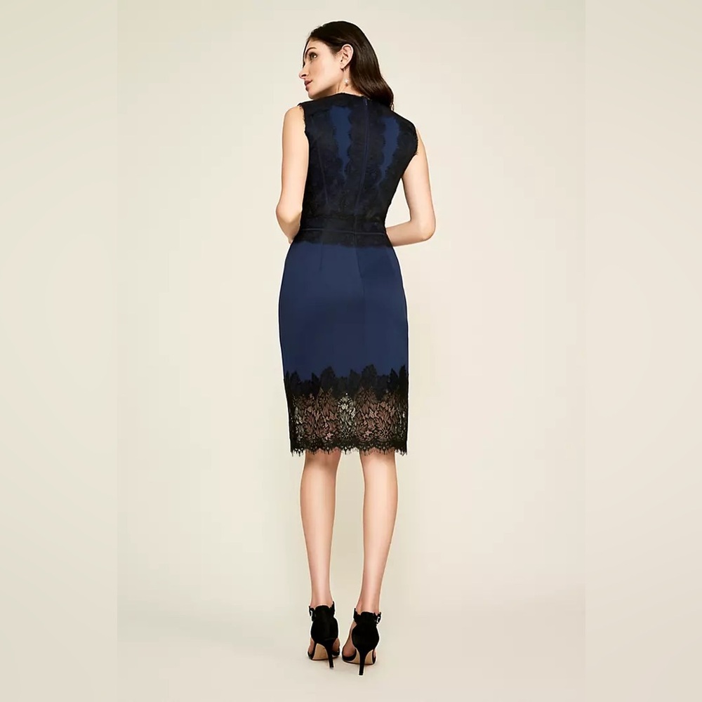 Women’s 16 Tadashi Shoji Milo Scuba Sheath Dress, Navy - Picture 3 of 10